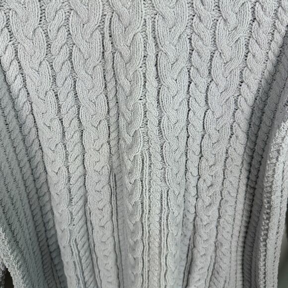 J. Jill Chenille Cable Knit Sweater Grey Size Medium Pullover Crewneck - Picture 4 of 5